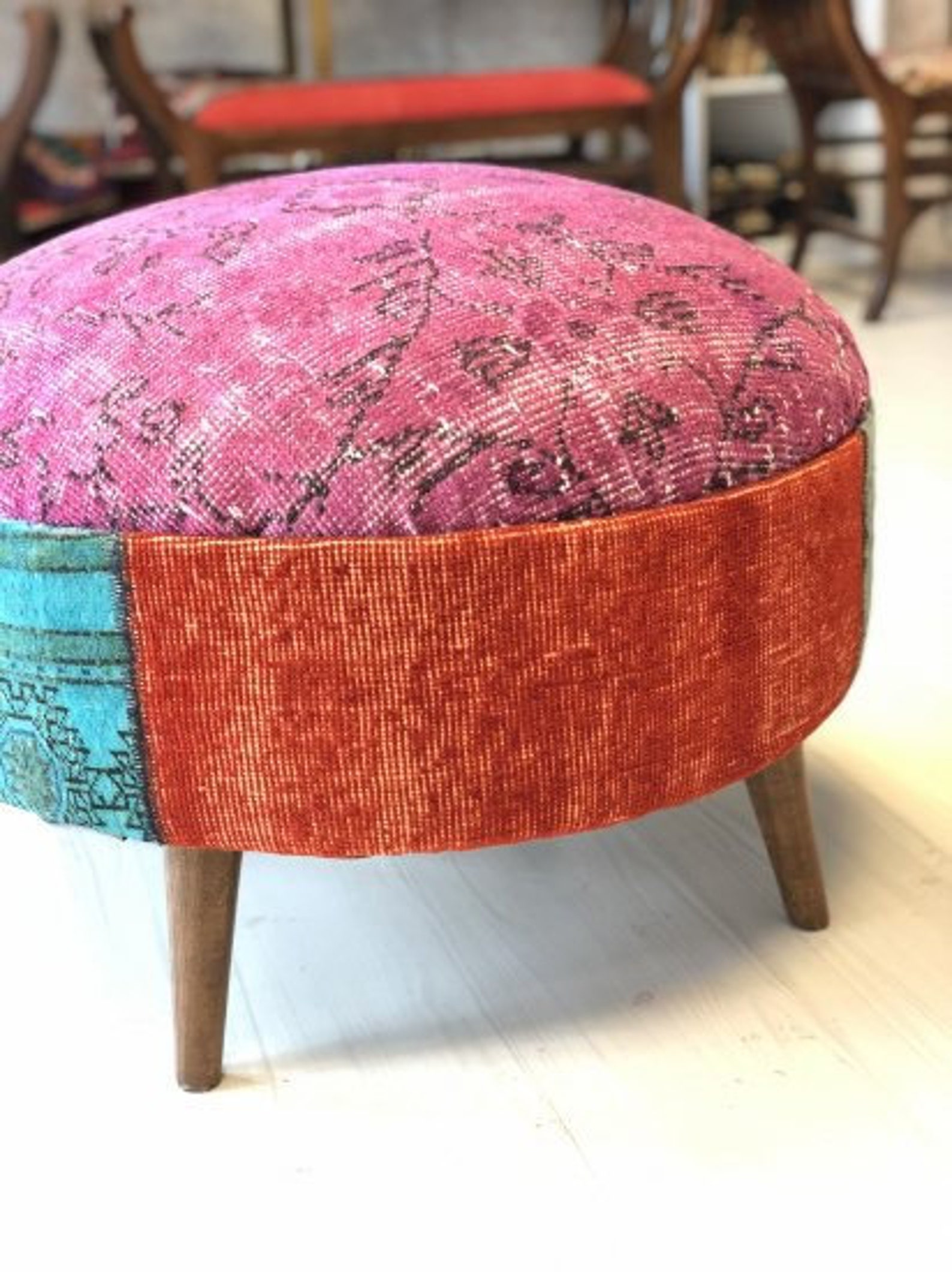 Kilim Ottoman Stool /kilim Ottoman/beech Wood Stool /vintage Etsy Canada