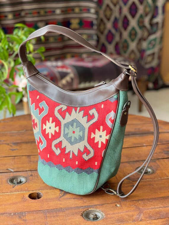 Turkey vintage】Kilim 2way Shoulder-bag｜Kilim Classic Handbag
