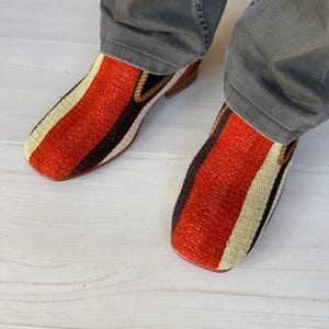 SIZE 41 /US 8, All handmade  Kilim Shoes for men, Vintage Kilim shoes, Loafers Men shoes, Slip-on shoes men, Leather shoes men,
