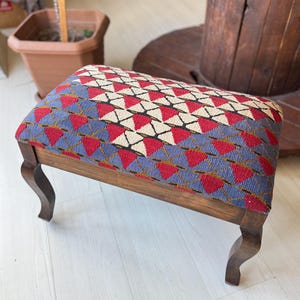 kilim Ottoman stool, Kilim Coffee Table, Beech wood stool, Vintage furniture, Ottoman chair, Kilim chair, Stool, Christmas gift