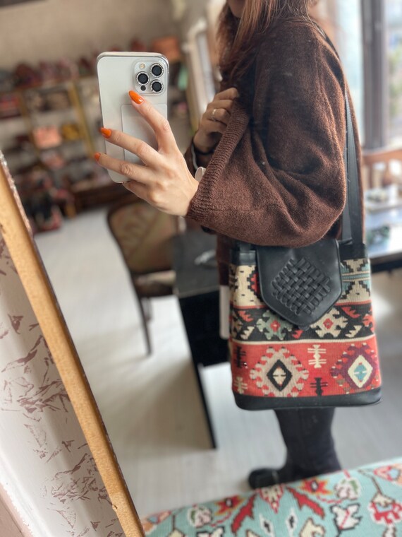 Kilim tote bag, kilim bag, old Kilim and Genuine … - image 7