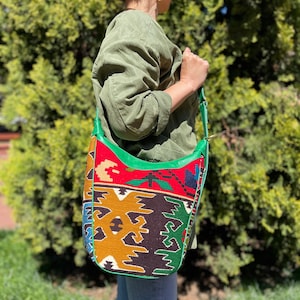Kilim bag, Shoulder bag, Sling bag, Crossbody bag, Transforming bag, Vintage Kilim and Genuine Leather, Gift for her, Mother’s Day gift