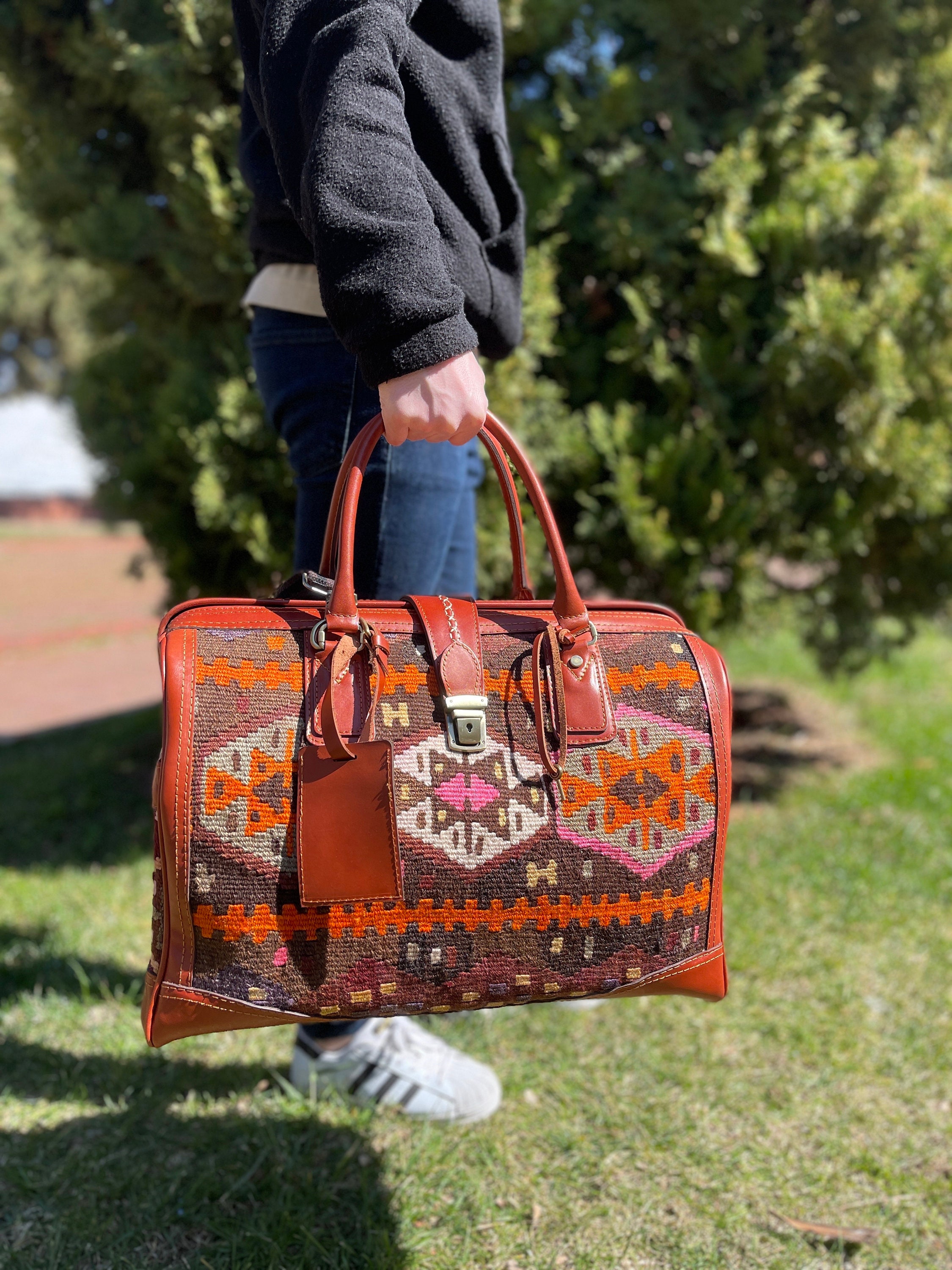 MCM Cognac Visetos Leather Brown Boston Bag Vintage