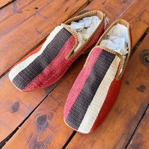 SIZE 41 /US 8, All handmade  Kilim Shoes for men, Vintage Kilim shoes, Loafers Men shoes, Slip-on shoes men, Leather shoes men,