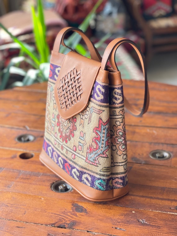 Kilim tote bag, kilim bag, old Kilim and Genuine … - image 2
