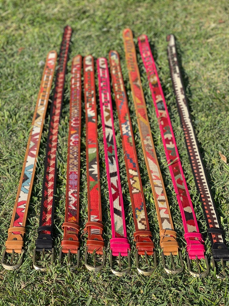 Vintage Kilim belt, Medium size, Kilim leather belt, Unique belt, Christmas gift image 9