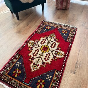 vintage mini rug, Anatolian rug, Home decor rug, vintage rug, door rug, Turkish rug, 90 x 50