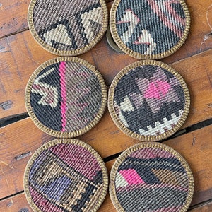 Kilim Coasters, Coaster, Drink Coasters, 4,5inch, Home decor, Handan’da, wool coasters,housewarming gift
