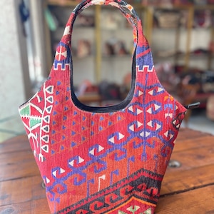 Kilim design textile tote bag, textile bag, tote bag, kilim design, print kilim, Kilim pattern, gift for her, daily bag