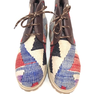 Kilim boots, Size 42,kilim shoes,Vintage Kilim, Leather,Kilim lace up shoes, Kilim Unisex,leather boots