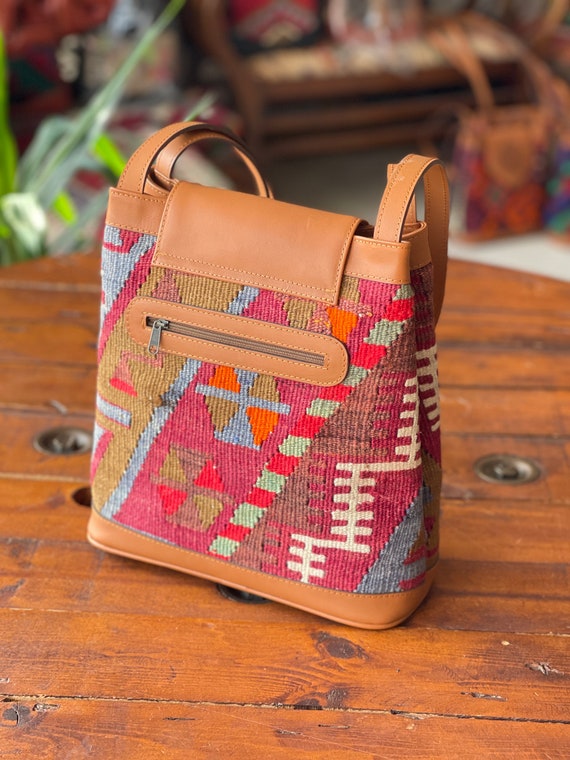 Kilim tote bag, kilim bag, old Kilim and Genuine … - image 4
