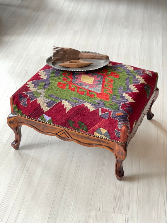 Kilim Coffee Table Square Coffee Table Ottoman Table Kilim Etsy
