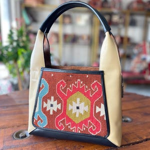 Kilim bag, leather bag, Kilim bags, Crossbody bag, Vintage Kilim and Genuine Leather, Vintage Kilim bag, Gift for her
