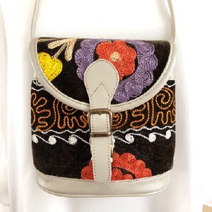 Suzani bag,crossbody bag,Leather bag,suzani