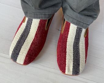Mocassins Kilim feitos à mão, sapatos de tecido vintage, tamanho 9 EUA