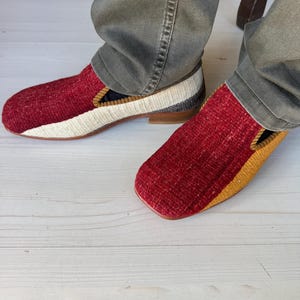SIZE 41 /US 8, All handmade  Kilim Shoes for men, Vintage Kilim shoes, Loafers Men shoes, Slip-on shoes men, Leather shoes men,