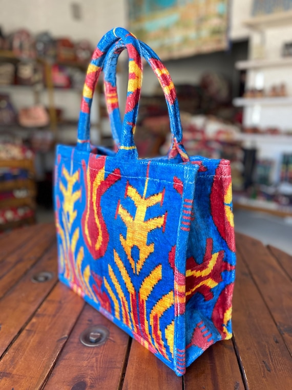 Large Ikat Style Tote Bag, Pop Color Turkish Bag - Etsy