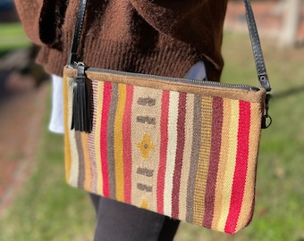 Two side Kilim clutch bag, Kilim bag, Kilim crossbody bag, Kilim Leather bag, Boho bag, Handwoven bag, Ethnic bag, Christmas gift