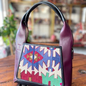 Kilim bag, leather bag, Kilim bags, Crossbody bag, Vintage Kilim and Genuine Leather, Vintage Kilim bag, Gift for her