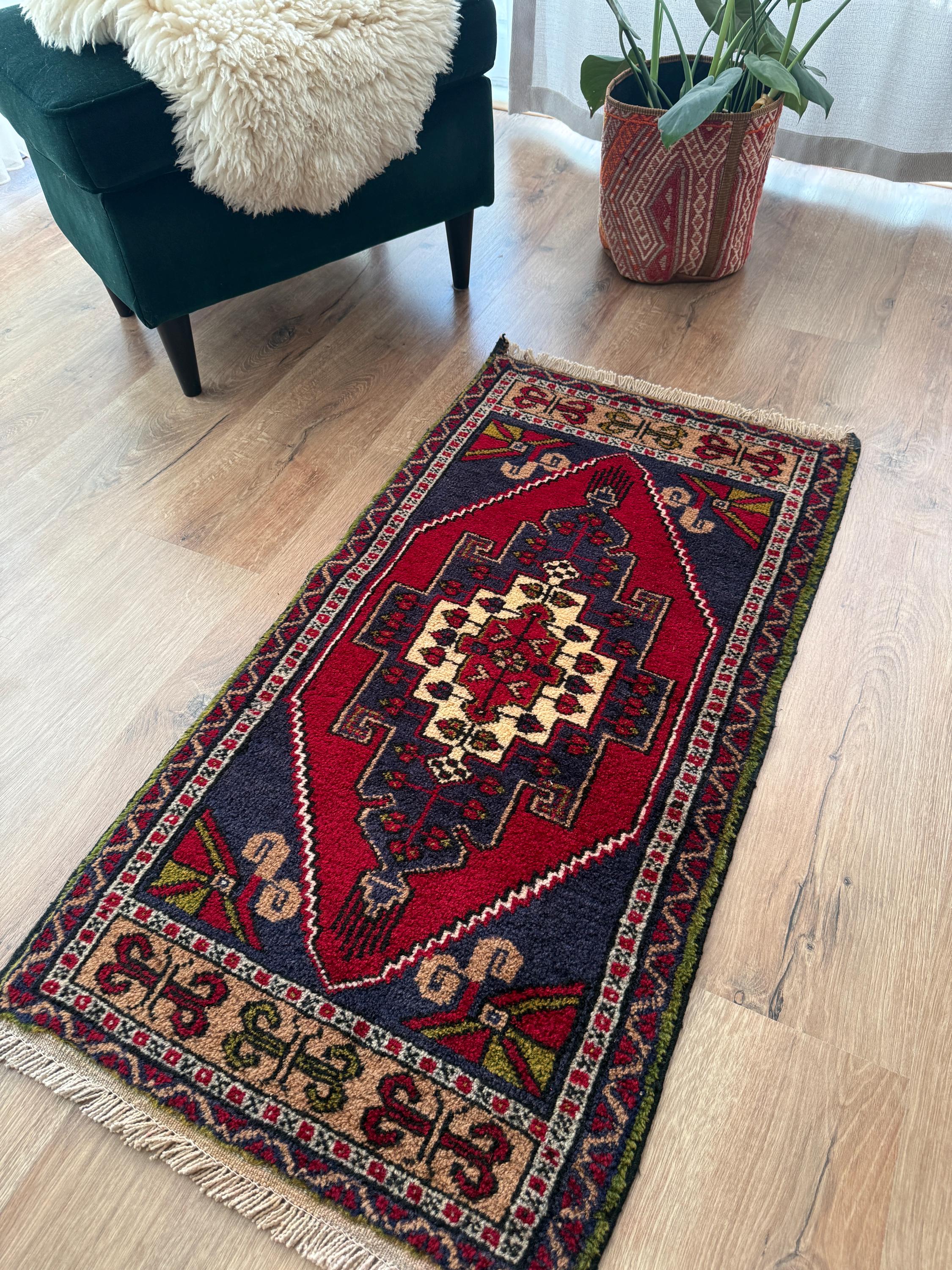 Vintage Wool Anatolian Rug, Small Turkish Rug (100 X 53cm) - Etsy