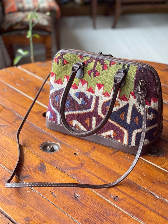 Kilim bag, Kilim hand bag, Vintage Kilim and Genu… - image 6