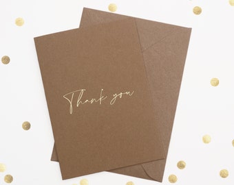 A6 GOLD Foiled Thank You Cards - Wedding Thank You Card - A6 Thank You Card - Thank You Card - A6 Thank You Card & Envelope - Note to say