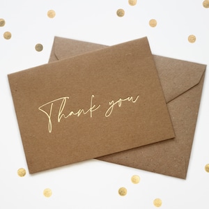 Pack of 10 A7 GOLD Foiled Thank You Cards - Wedding Thank You Card - A7 Thank You Card - Thank You Card Pack