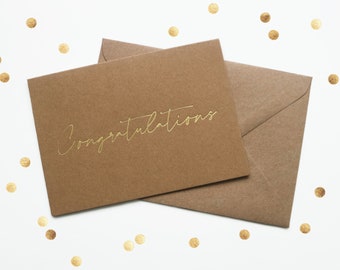 Congratulations A6 GOLD Foiled Cards - Wedding Congratulations Card - A6 Congrats Card - A6 Congratulations Card & Envelope - Note to say