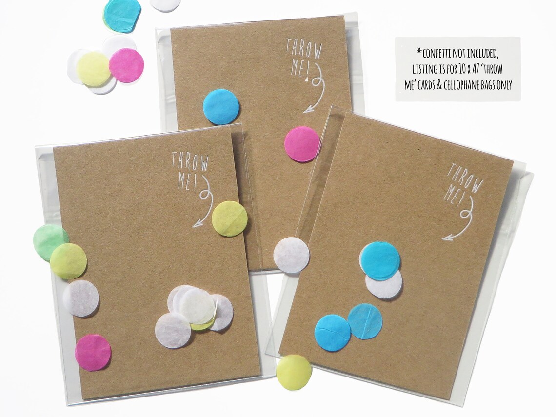 DIY Confetti Bags 'throw Me' Kraft Brown Cards & Etsy UK
