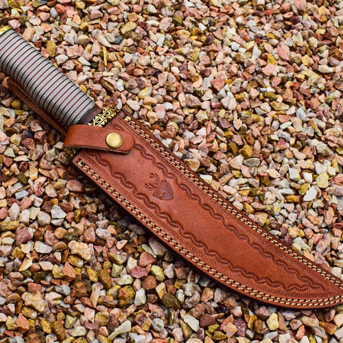 STAGHORN USA Handcrafted Damascus Steel Camping Knife For Collectors Spiral shops Copper &Stainless Steel Wire Sturdy Handle
