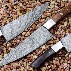 Hand-forged Damascus Steel Kitchen Knife Rosewood handle