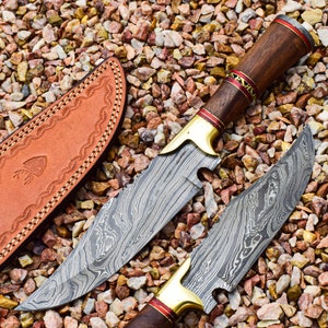 Damascus Steel 12" Knife Rose Wood Handle