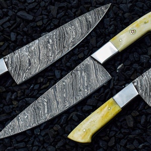 CAMEL BONE Chef Knife High Corban Damascus Steel Blade