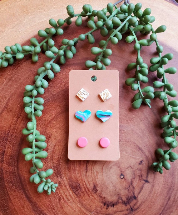 Clay stud earring valentine jewelry hypoallergenic Etsy