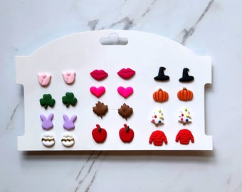 Clay stud earring | clay earring | hypoallergenic | holiday earrings | handmade | gift for her