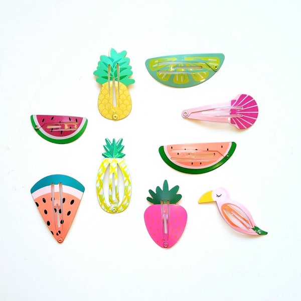 Summer barrettes | toddler hair accessories | baby barrette | hand painted | pineapple hair clip