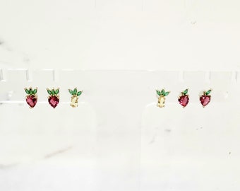 Apple earring | dainty stud earring | gift for teacher | strawberry earring | pineapple earring | fruit earrings