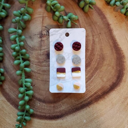 Clay Earrings Hypoallergenic Lightweight Handmade Stud Etsy