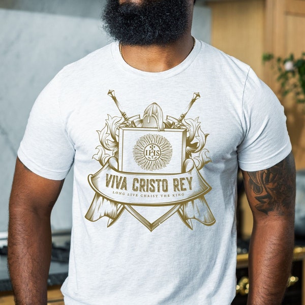 Viva Cristo Rey Long Live Christ The King Catholic Men's T-Shirt -  St. Jose Sanchez del Rio Cristeros Tee - Traditional Catholic Men Gifts