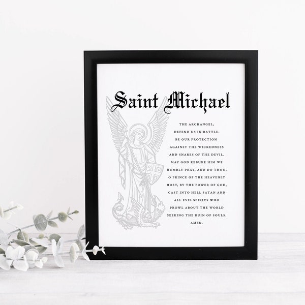 St. Michael Catholic Printable Prayer - Traditional Catholic Wall Art - Saint Michael the Archangel Defend Us - Catholic Digital Download
