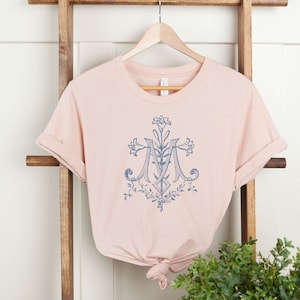 Floral Auspice Maria Catholic Women's T-Shirt - Our Lady - Marian Devotion Tee - Catholic Mother's Day Gift - Catholic Women's Clothing