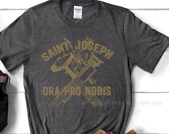 St. Joseph Catholic Men's T-Shirt - Saint Joseph The Worker Tee - Traditional Catholic Shirt - Catholic Father's Day - Catholic Men Apparel