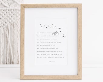 Mother Teresa Motherhood Quote Printable Wall Art - Mother&#39;s Day Gift - You Will Teach Them To Fly - St. Teresa of Calcutta - Downloadable