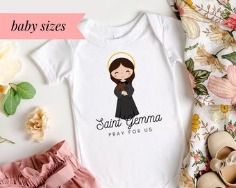 Saint Gemma Galgani Catholic Baby Bodysuit - Short Sleeve Onesie - Catholic Baptism Gift - Baby Shower Gift - Girls Catholic Patron Saint
