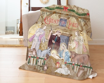 Christmas Nativity Throw Blanket - Catholic Christmas Blanket - Catholic Stocking Stuffer - St. Nicholas Day Gift - Catholic Advent Gifts
