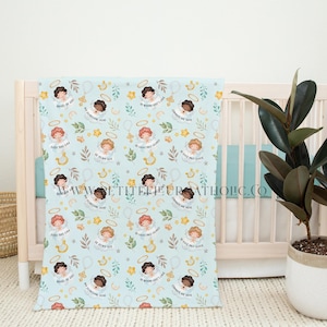 Boy&#39;s Angel of God Prayer Blue Throw Blanket - Catholic Boy Gift - Catholic Baptism Gift - Catholic Baby Shower Gift - Guardian Angel Prayer