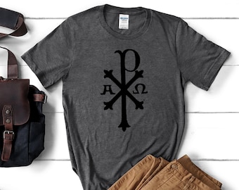 Chi Rho Catholic Men's T-Shirt - Catholic Father's Day Gift - Traditional Catholic Latin Mass - Catholic Men's Gift - Catholic Masculine Tee