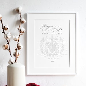 Prayer for Holy Souls in Purgatory Printable Wall Art - Traditional Catholic All Soul&#39;s Day - St. Gertrude the Great Prayer Digital Download