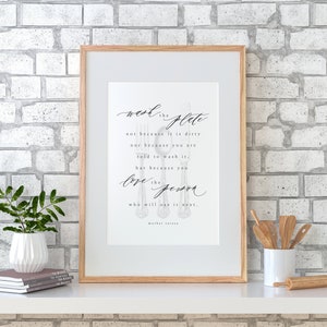 Mother Teresa Quote Catholic Printable Wall Art - Catholic Farmhouse Kitchen Decor - Wash The Plate St. Teresa of Calcutta Digital Download
