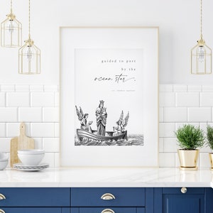 Stella Maris Printable Wall Art - Catholic Mother&#39;s Day Gift - Our Lady Star of the Sea - St. Thomas Aquinas Quote - Marian Digital Download